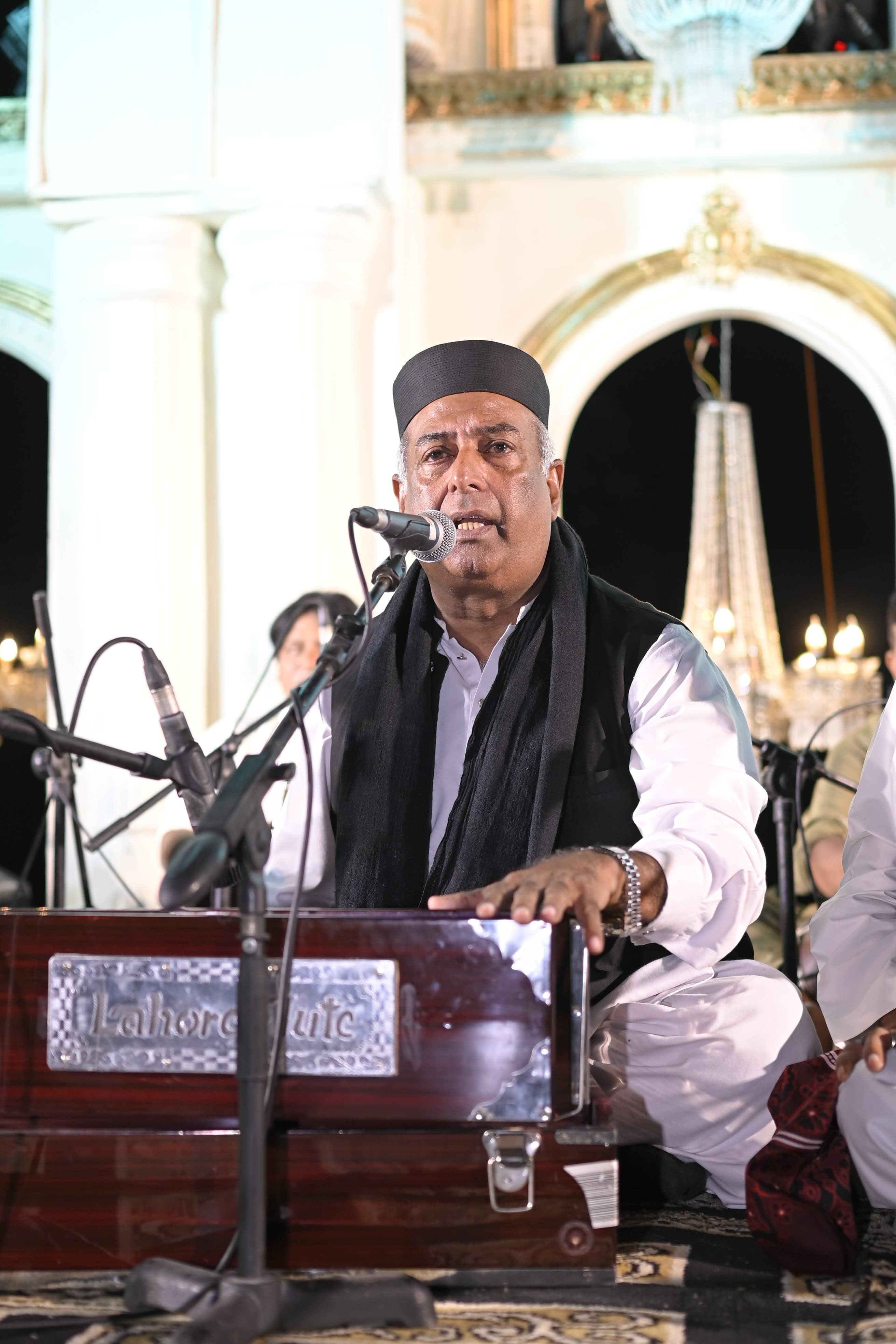 A Qawwal singing in full voice behind the harmonium at SMASH FEST Season 2